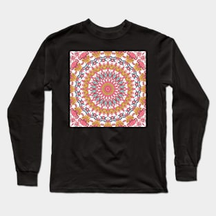 Flower and Hearts valentines and spring Kaleidoscope pattern (Seamless) 18 Long Sleeve T-Shirt